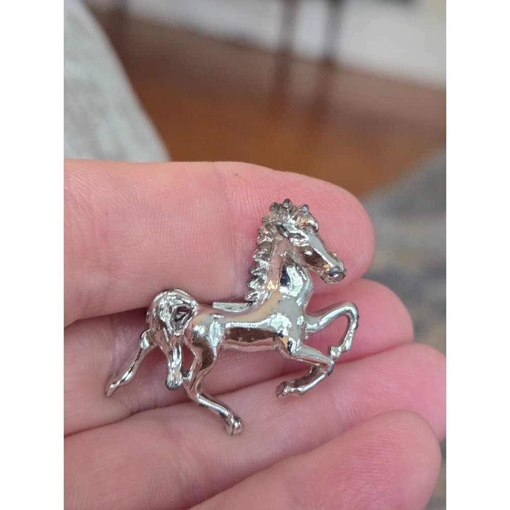 Silvertone Horse Brooch Running Pony Equestrian Vintage